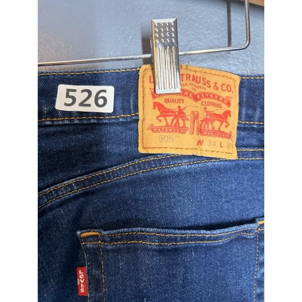 Levis 505 Jeans Mens 34x30 Blue Straight Dark Wash Denim Mid Rise Workwear